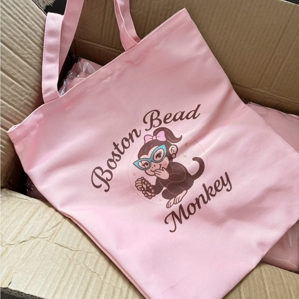 Adorable Heavy Duty Canvas Pink Tote Bag, For your Bead Stash Runs